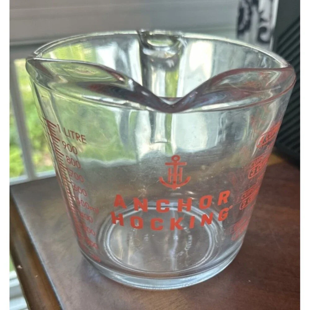 Anchor Hocking 4 cup glass measuring cup Kitchen Baking Cooking Liter Clear